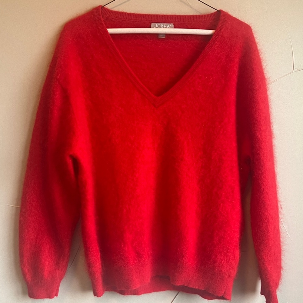 J. Crew Red V-Neck Women's Sweater
